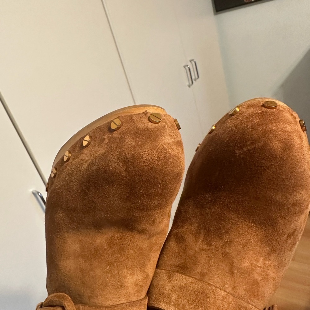 Veronica Beard Brown Suede Clogs with Buckle NWT 8 - Picture 6 of 7